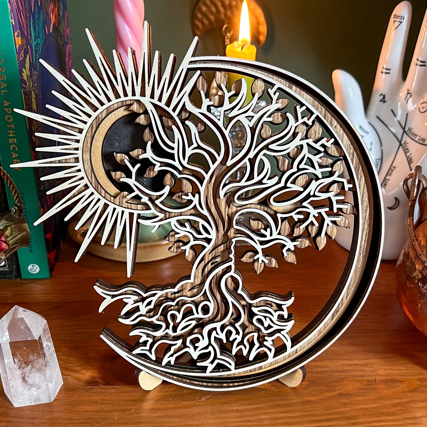 Mystical Sun, Moon and Tree of Life Plaque