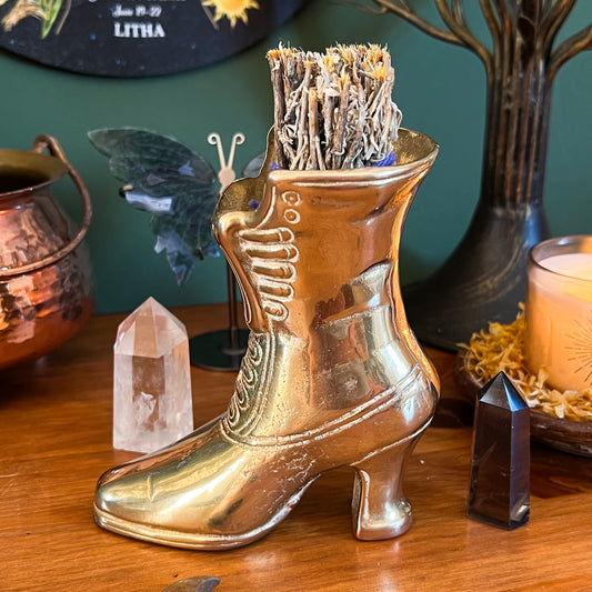 Vintage Brass Witches Boot