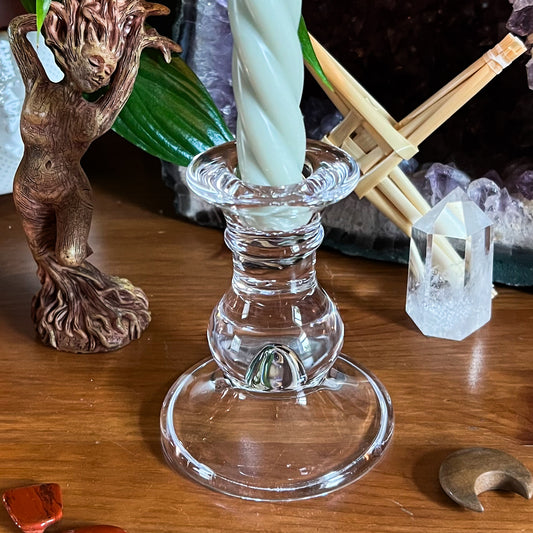 Clear Glass Candle Holder