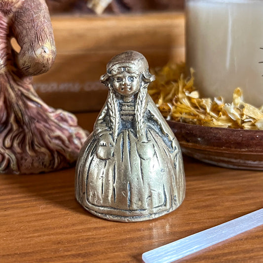 Antique Brass Girl Altar Bell