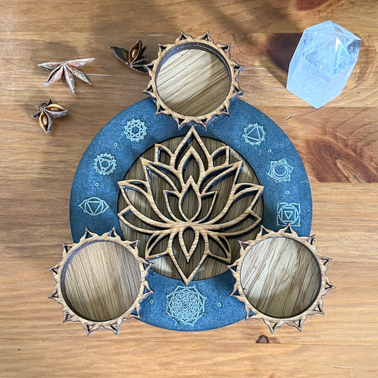 Handmade Wooden Lotus Tealight Holder