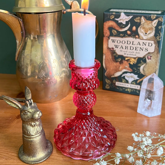 Pink Glass Candle Holder