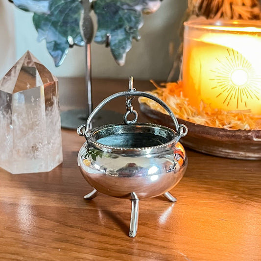 Vintage Silver Copper Cauldron