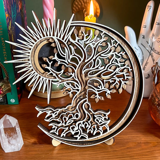 Mystical Sun, Moon and Tree of Life Plaque