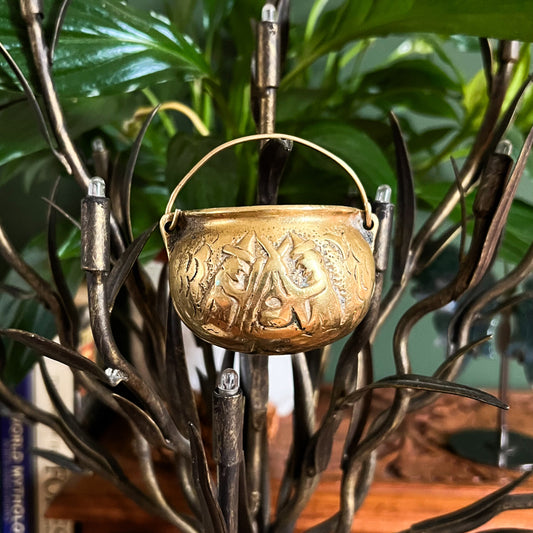 Vintage Small Brass Witch Cauldron