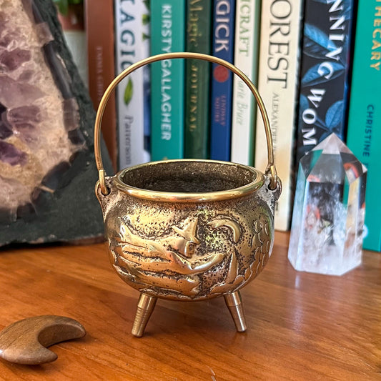 Vintage Small Brass Witch Cauldron with Legs